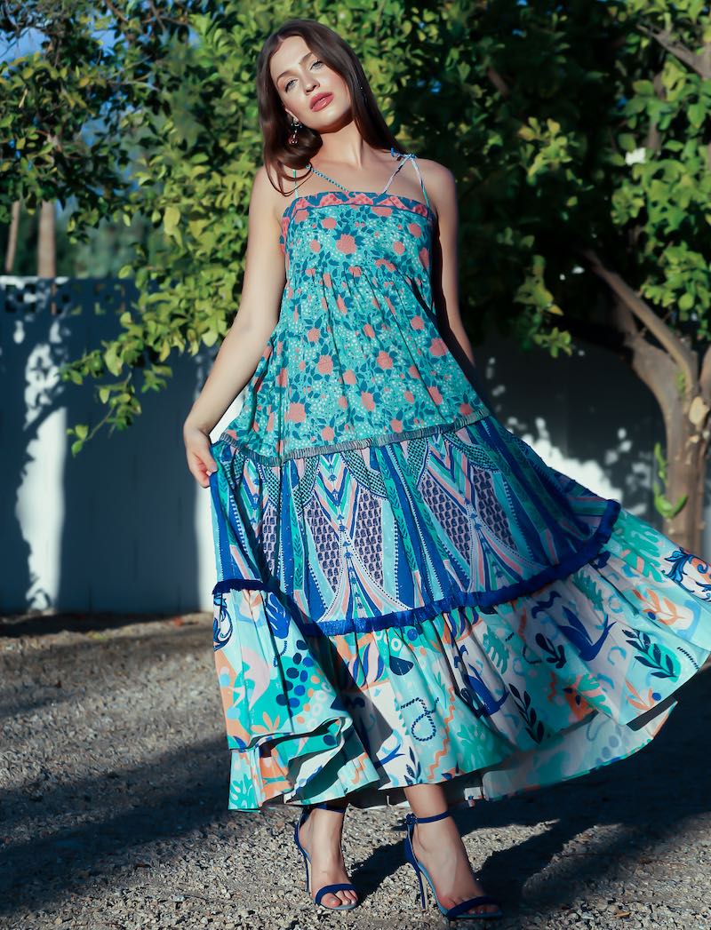 june maxi dress Tiered Maxi Dress | Geometric print