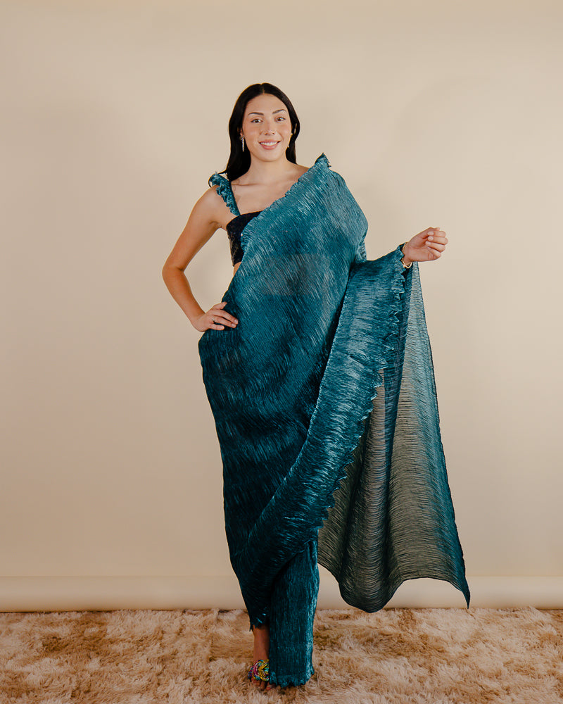 Indian Teal Saree Dress