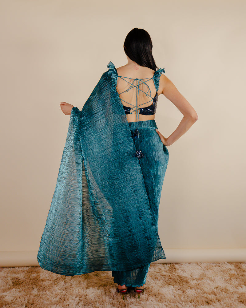 Indian Teal Saree Dress