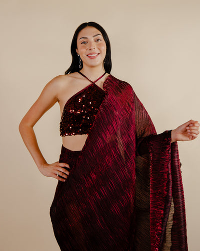 Indian Maroon Saree Dress