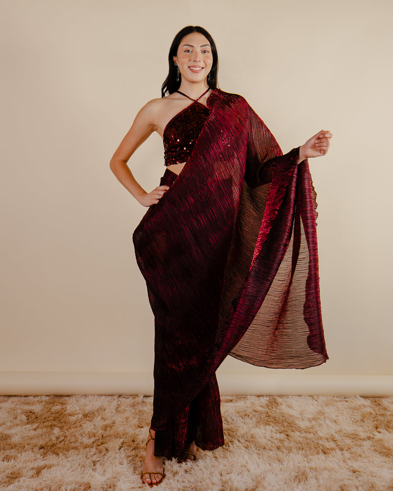 Indian Maroon Saree Dress