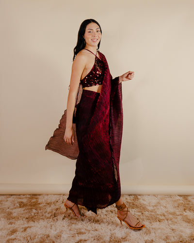 Indian Maroon Saree Dress