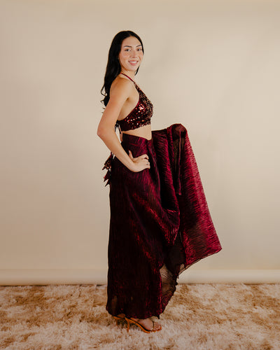 Indian Maroon Saree Dress