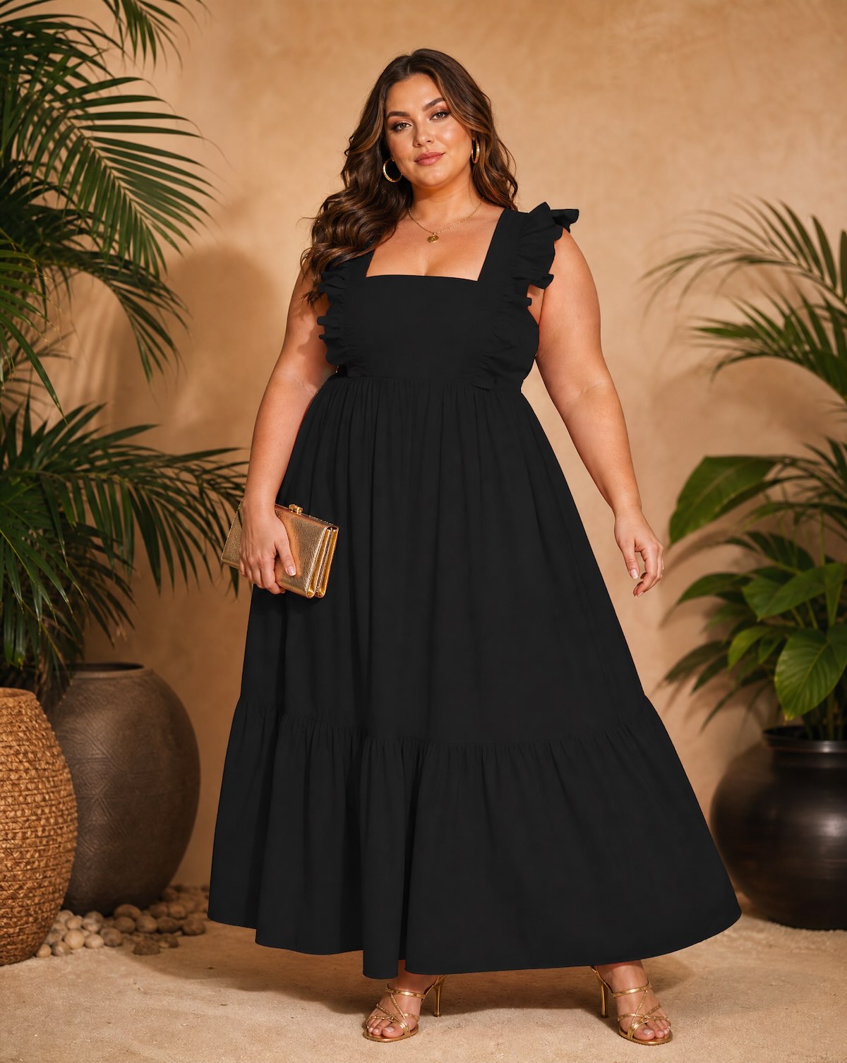 maxi dress cotton plus size Black | Square-Neck Fit & Flare Maidenform Women's Pure Comfort Style with flat sandals cart_final_sale Choose Size:2XL
