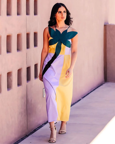 Yellow midi dress