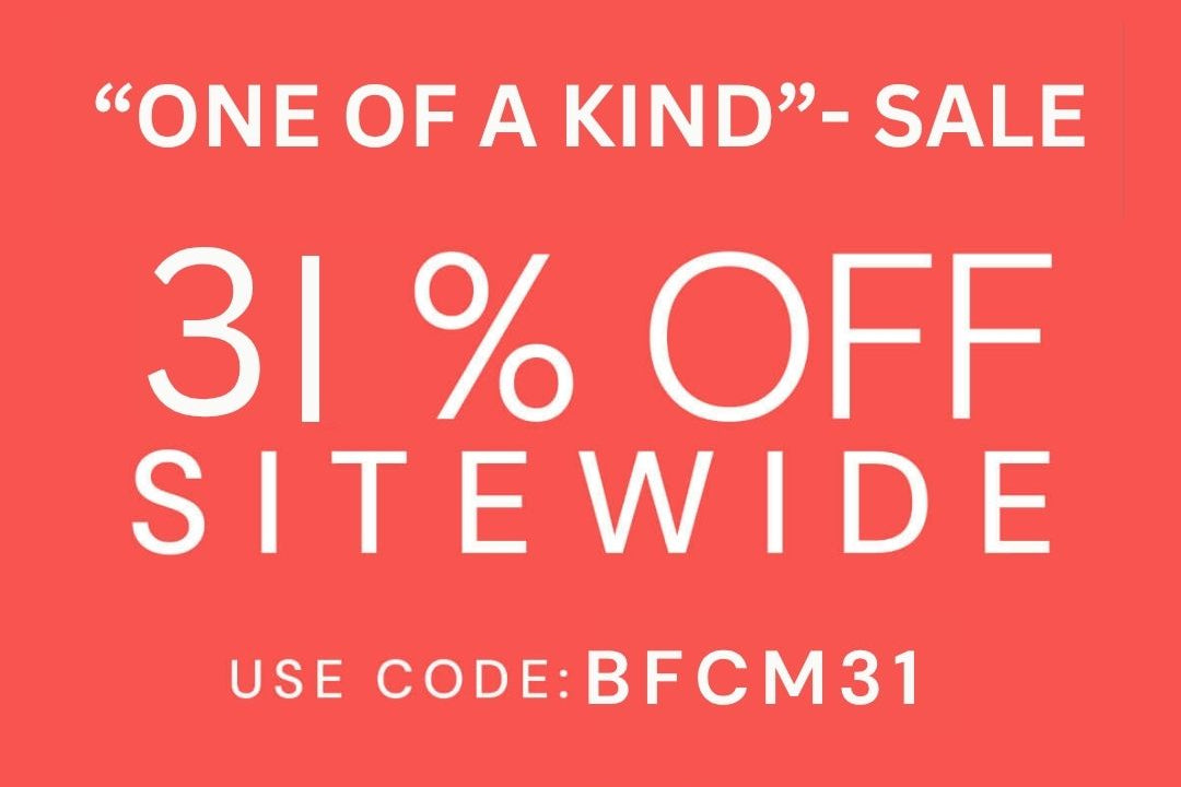 Promotional banner with 31% off sitewide sale on a red background