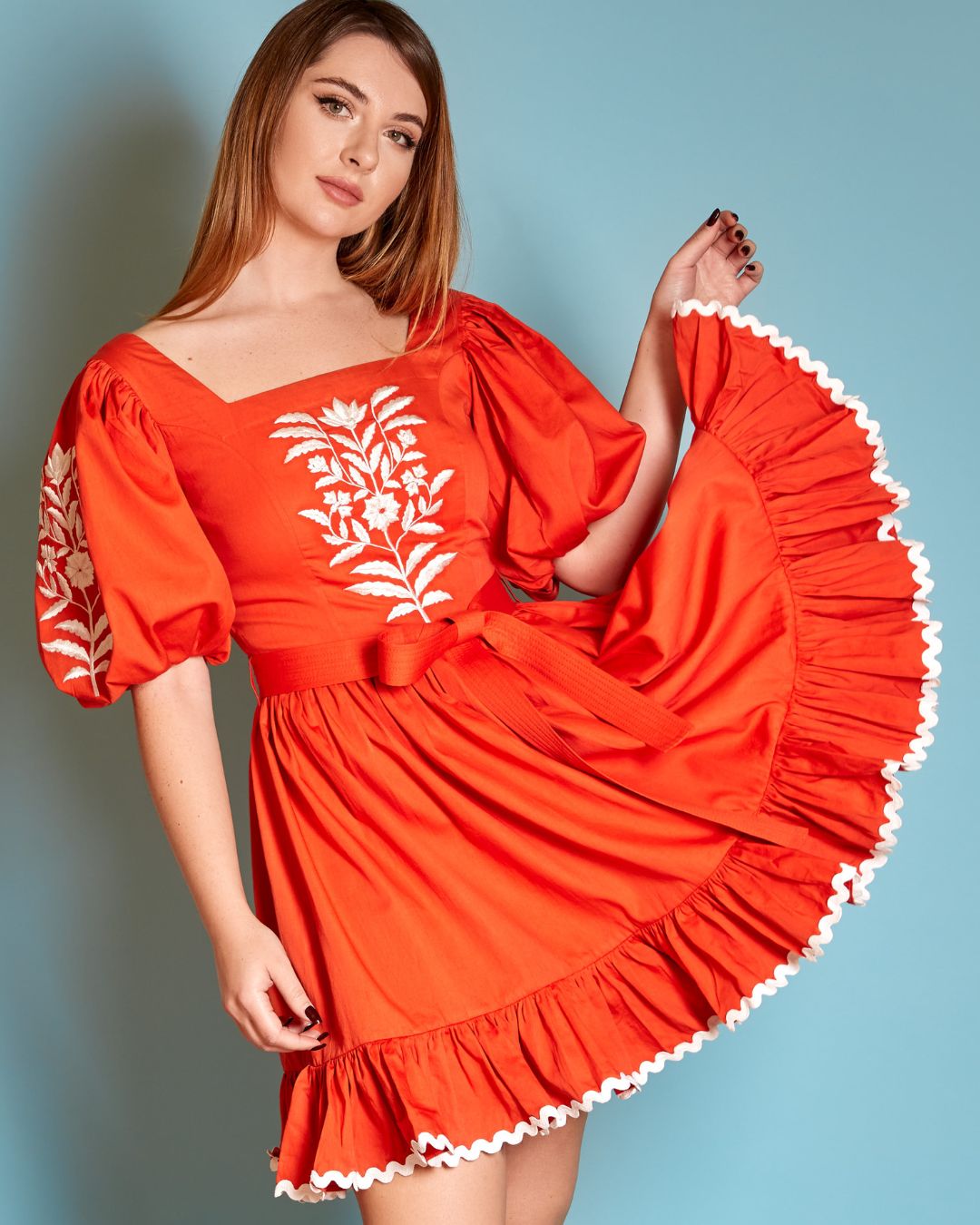 Burnt Orange Dress | Fit and Flare | Mini length dress Sandhya Garg Burnt Orange Dress | Fit and Flare | Mini length dress Sandhya Garg