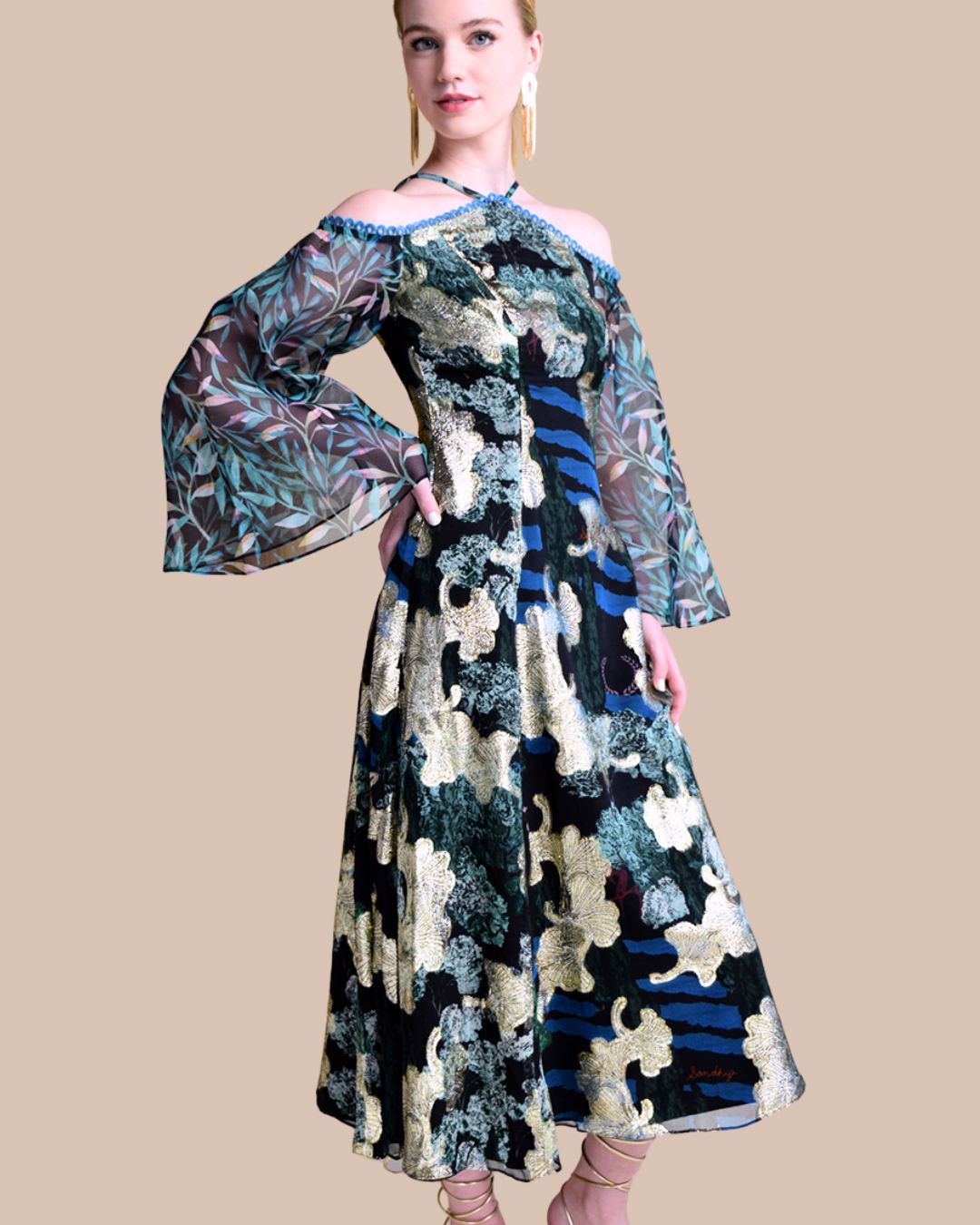 long black gold dress