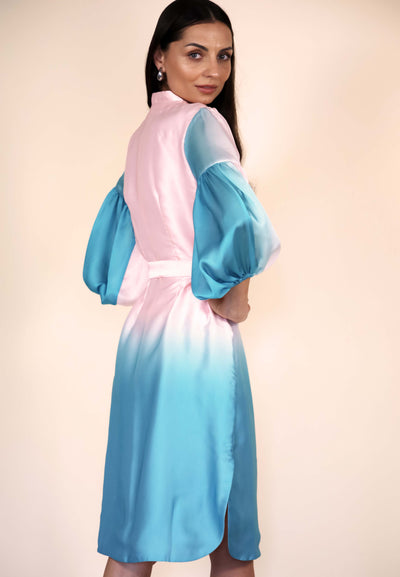 blue pink ombre dress