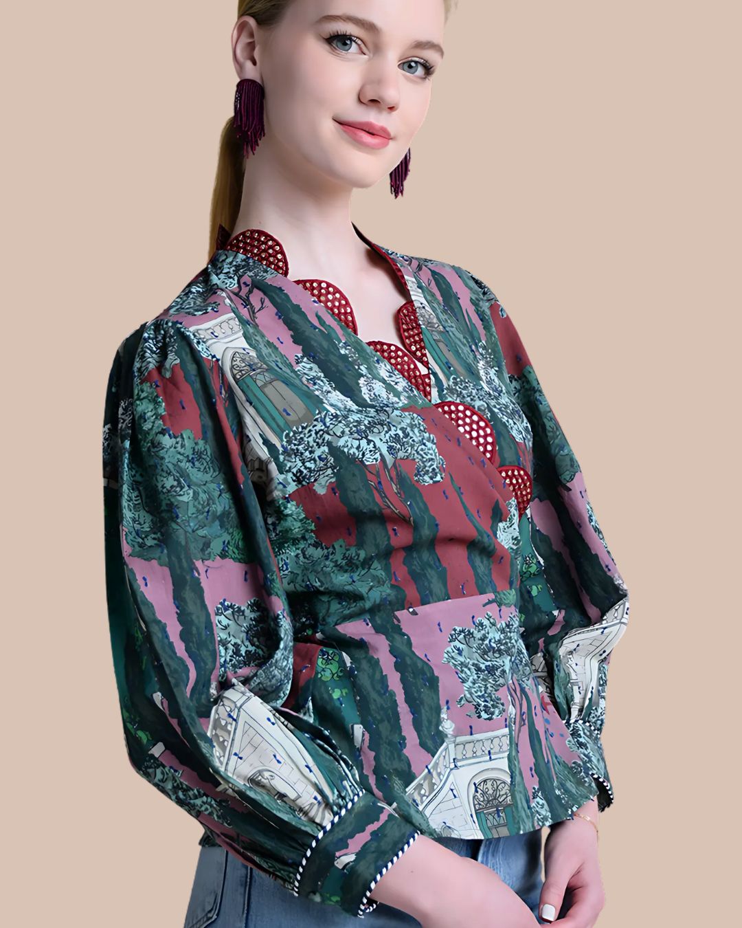 wrap top long sleeve