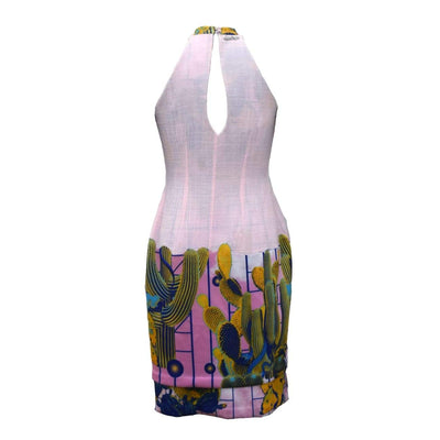 Back view of light pink maxi dress with soft jacket overlay