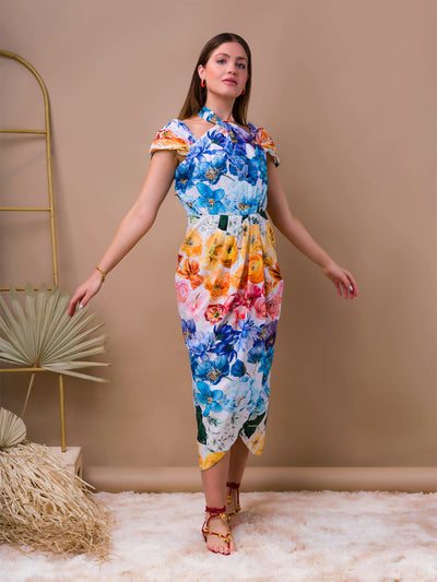 mtk wrap floral maxi dress