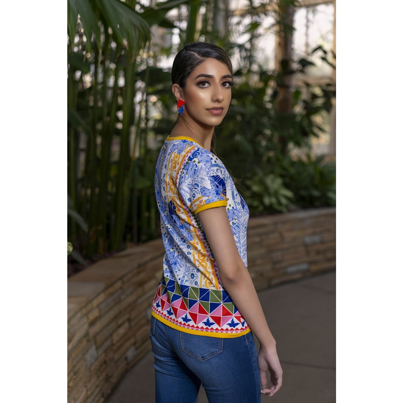 Blue Casual Resort Wear Floral print top USA