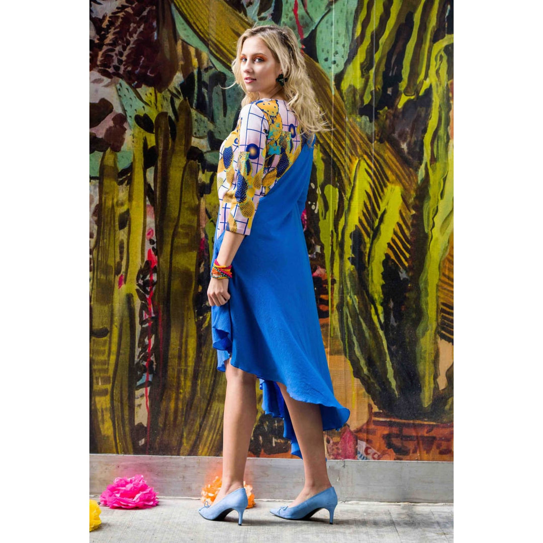 Blue midi dress | Long Sleeves | Womens fashion by Sandhya Garg Blue midi dress | Long Sleeves | Womens fashion by Sandhya Garg