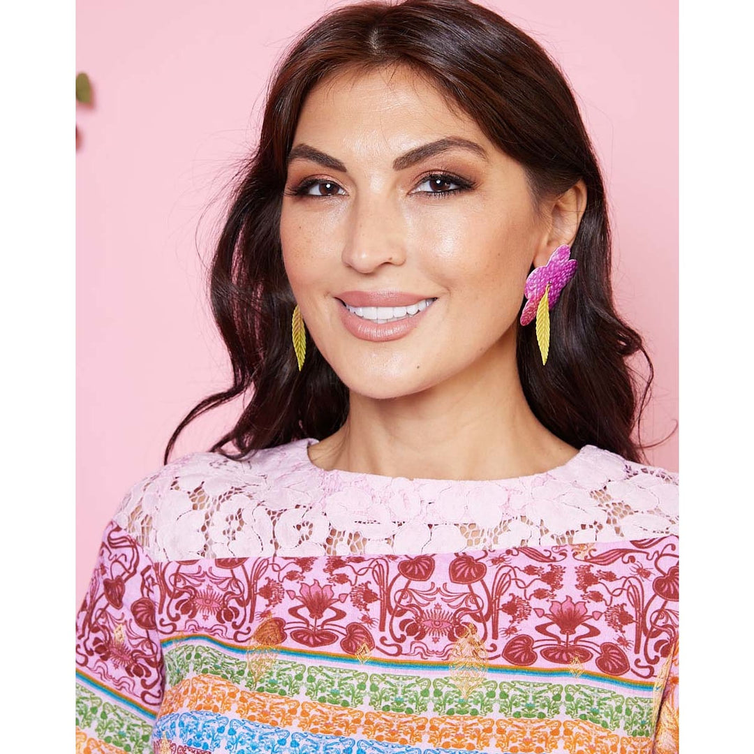 Pink flower earrings