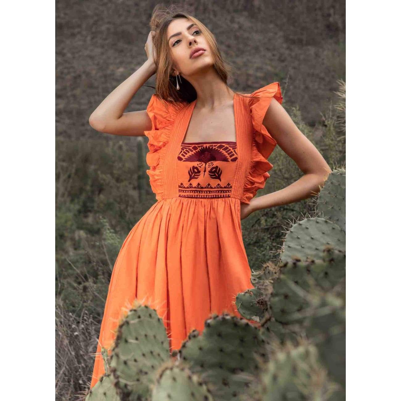 Peach pie midi outlet dress