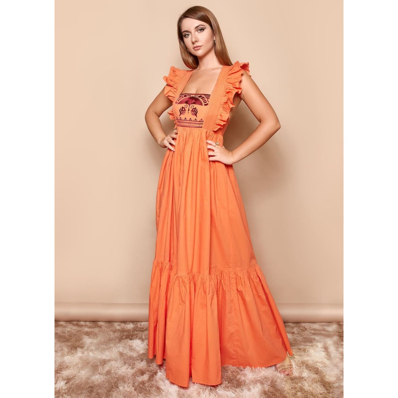 rusty orange maxi dress