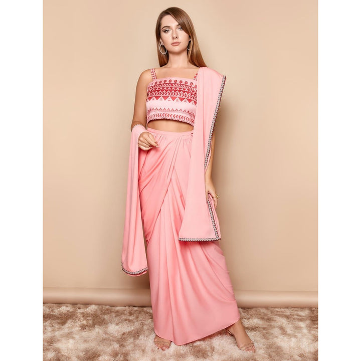 Indian Pink Saree Dress | Sari Drape Dress