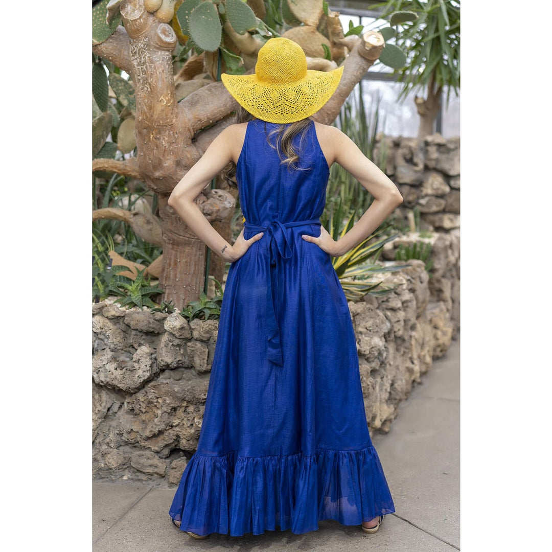 Isa Silk Blue Maxi Dress beach dress,Bohemian Dress,Boho silk dress –  Sandhya Garg