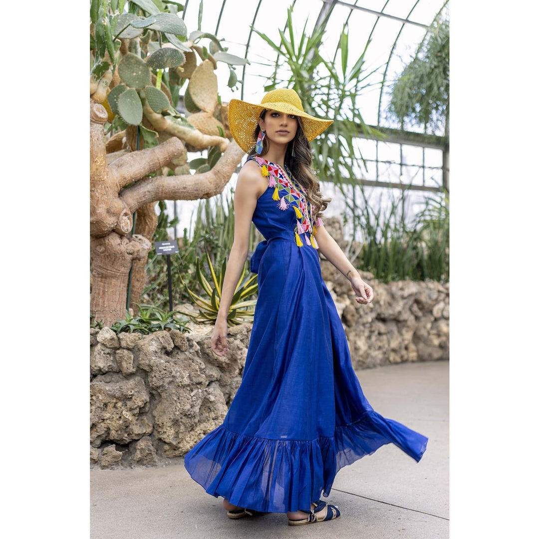 Isa Silk Blue Maxi Dress beach dress,Bohemian Dress,Boho silk