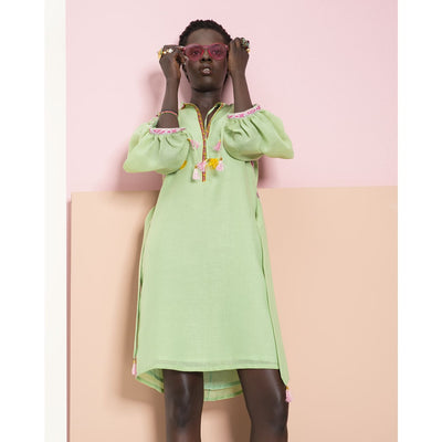 Kana Pastel Linen Dress Dresses Sandhya Garg Free Shipping baby shower dress beach dress Bohemian Bohemian Dress Boho Chic