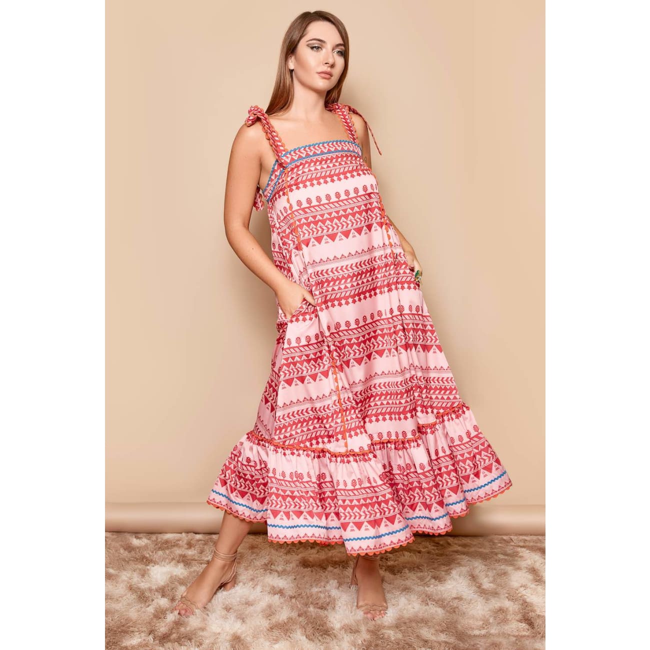 Liberty Red Midi Dress