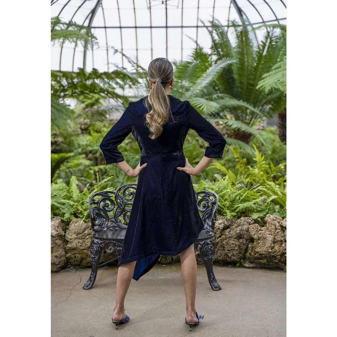 Margarita Navy Blue Velvet Jacket Dress Sandhya Garg Margarita Navy Blue Velvet Jacket Dress Sandhya Garg