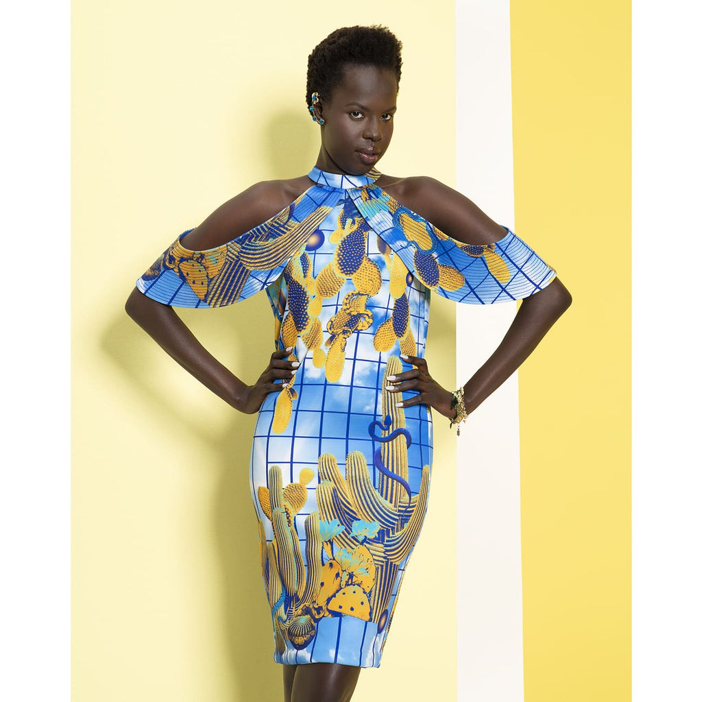 Milan Blue Off Shoulder Summer Dress – Sandhya Garg