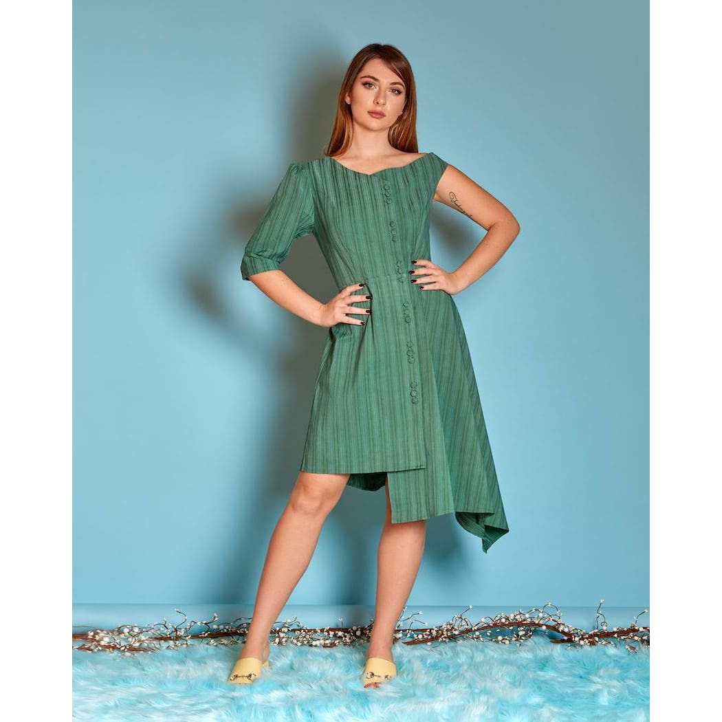 Mughal Wrap Dress for women | Green Jacket Dress | Asymmetrical Dress   Sandhya Garg