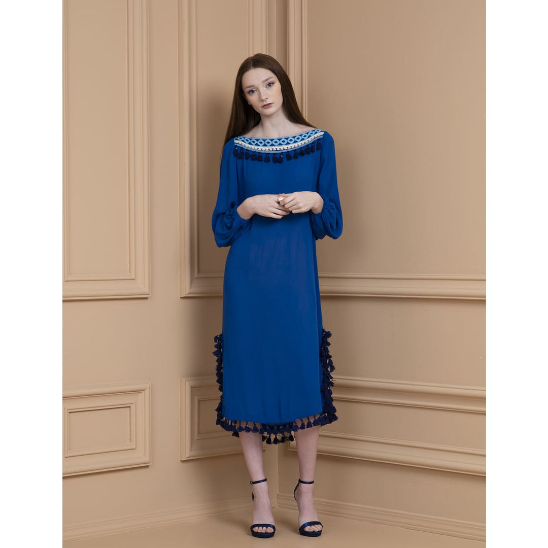 Neela Blue Boho Dress for women – Sandhya Garg