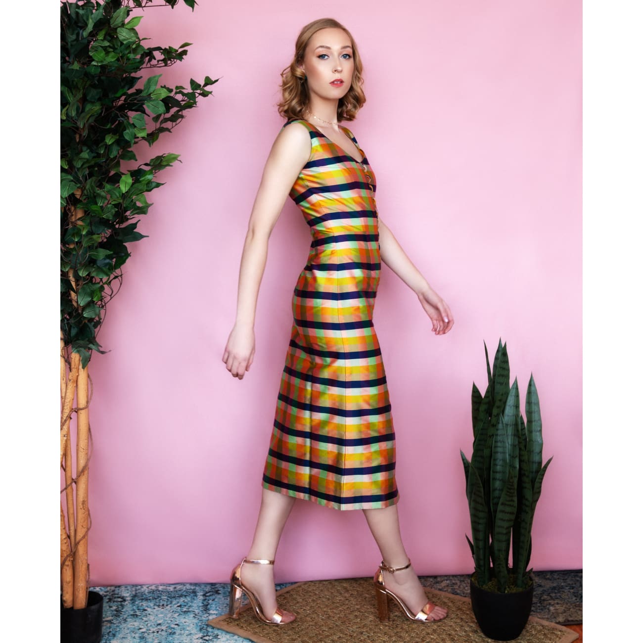 Olivia Rose Gold Midi Dress for women Sandhya Garg Olivia Rose Gold Midi Dress for women Sandhya Garg