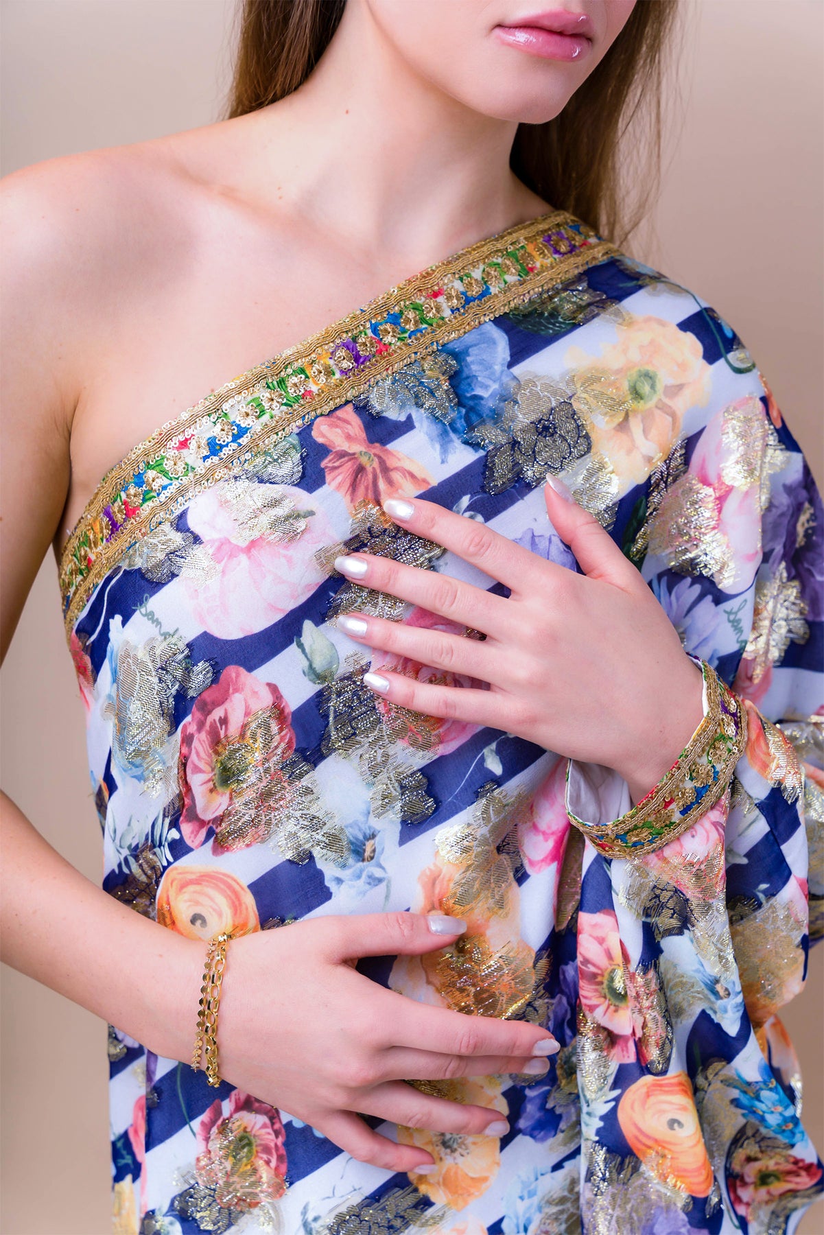 Lily Floral One Shoulder Maxi Dress | Wedding | Sandhya Garg