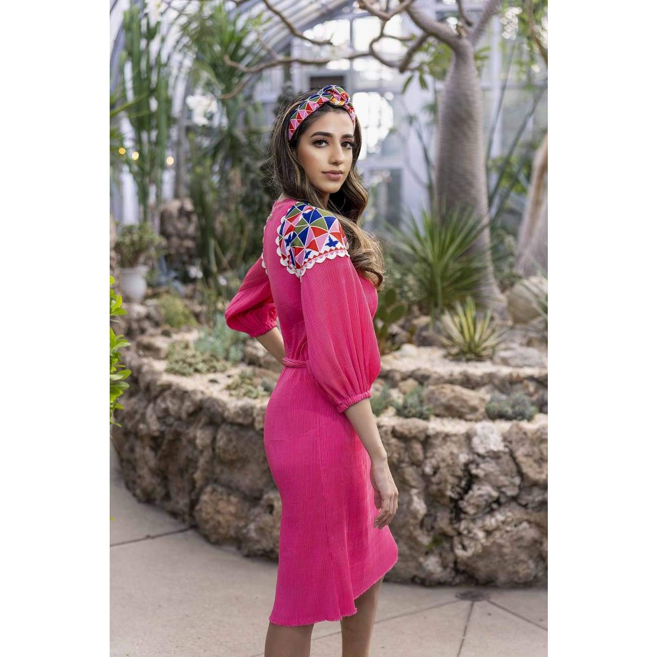 Rosa Pink Plisse Dress Dresses Sandhya Garg Free Shipping beach dress Blush dress Bohemian Bohemian Dress Boho Chic